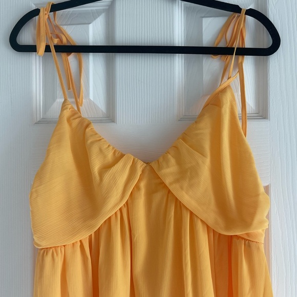 NWT Honeymoon Vacation CupShe Yellow Sunshine Tie Shoulder Mini Dress - Picture 8 of 8